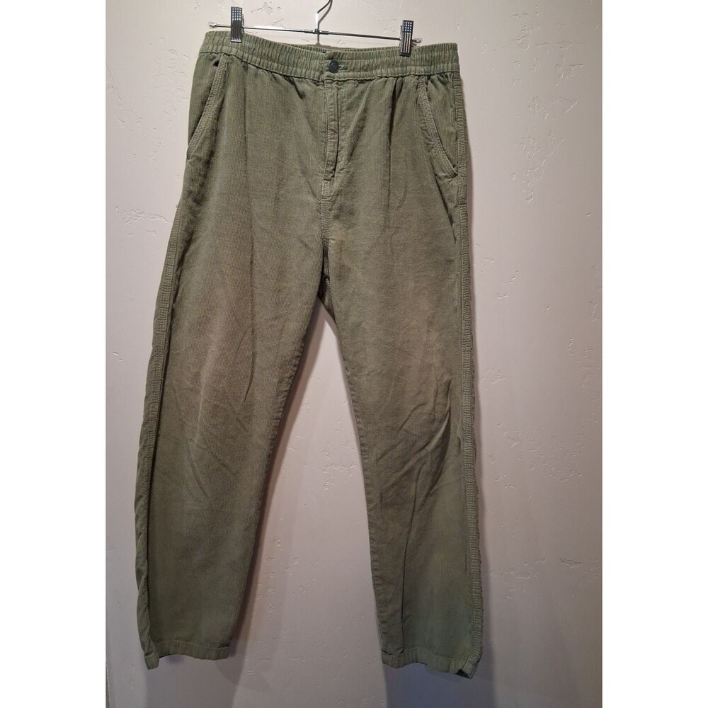 Cotton On Elastic Worker Pants Green Corduroy Men's M Relaxed Fit 100% Cotton